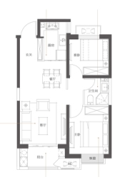 新城瑞府2室2厅1厨1卫建面85.00㎡