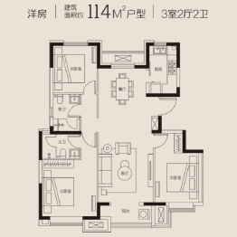 合景领峰3室2厅1厨2卫建面114.00㎡