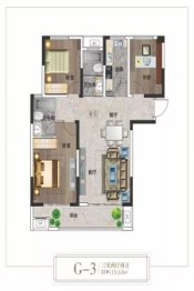 龙邦华府3室2厅1厨2卫建面115.63㎡