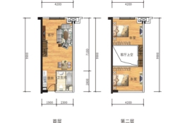 雅居乐新地2室2厅1厨1卫建面59.00㎡