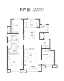 中海·熙岸3室2厅1厨2卫建面125.00㎡