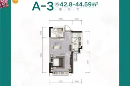 香港城1室1厅1厨1卫建面42.8㎡