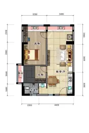 锦绣星河名轩2室2厅1厨1卫建面71.00㎡