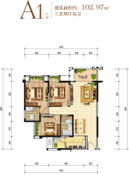 金泰·观澜湾3室2厅1厨2卫建面102.97㎡