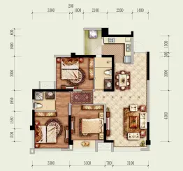 奥园棠玥府3室2厅1厨2卫建面94.00㎡