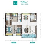 建面128平C户型