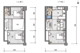 云谷雁林湾3室1厅1厨2卫建面56.00㎡