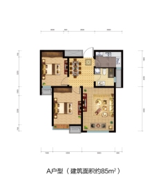 经纬城市绿洲武清二期2室2厅1厨1卫建面85.00㎡