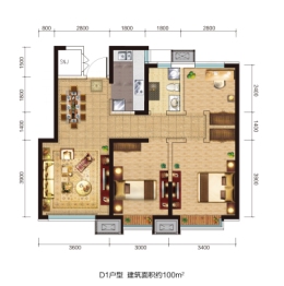 经纬城市绿洲武清二期3室2厅1厨1卫建面100.00㎡