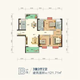 铜锣湾繁华里3室2厅1卫建面121.71㎡