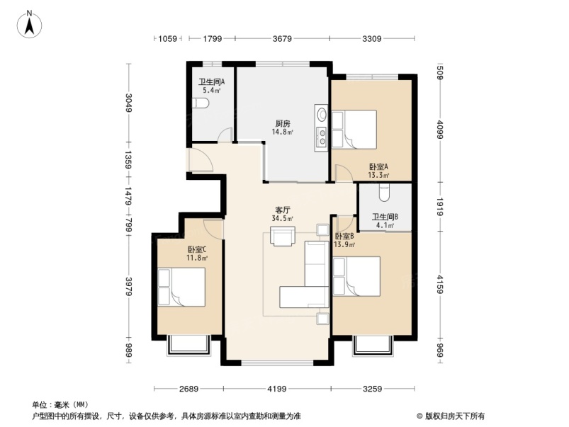 三室两厅两卫 价格美丽,大连沙河口东北路丽景春天二手房 三室 