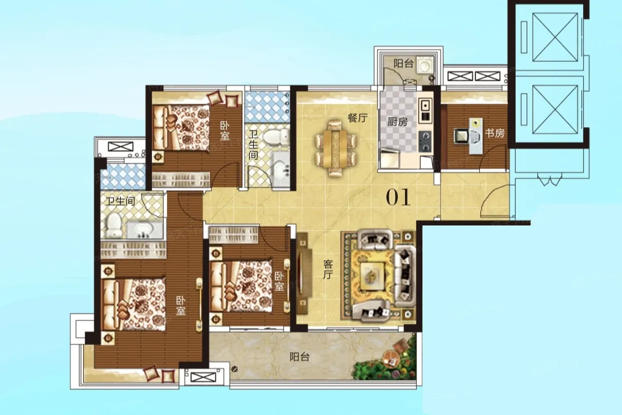 蔚蓝四季户型-中山房天下