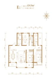 百合雅筑3室2厅1厨2卫建面129.35㎡