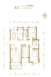 百合雅筑3室2厅1厨2卫建面119.90㎡