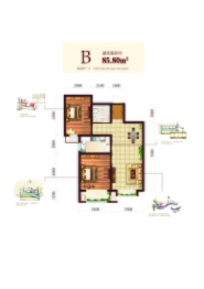 京西·泰和城2室2厅1厨1卫建面85.80㎡