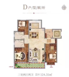 瑞东·瑞学府3室2厅1厨2卫建面124.31㎡