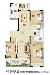 万政·学府嘉园3室2厅1厨2卫建面137.86㎡