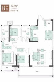 建业世和府3室2厅1厨2卫建面122.00㎡