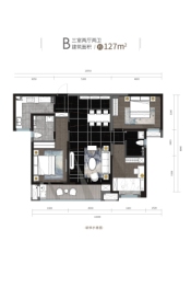 渭南宝能华府3室2厅1厨2卫建面127.00㎡