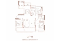 C户型建筑面积约135㎡三室两厅两卫