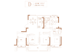 金地·珑悦湾4室2厅1厨2卫建面144.00㎡