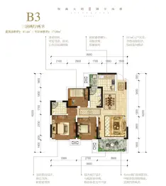 银城领御3室2厅1厨2卫建面81.4㎡