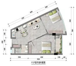 蒸水湾·悦公馆2室1厅1厨1卫建面63.0㎡