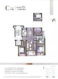 宇诚桂语洋房3室2厅1厨2卫建面97.00㎡