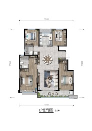 合悦华府4室2厅1厨2卫建面143.00㎡