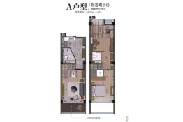 揽月湖畔2室2厅1厨2卫建面50.00㎡