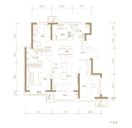 融信·金地澜悦3室2厅1厨2卫建面105.00㎡