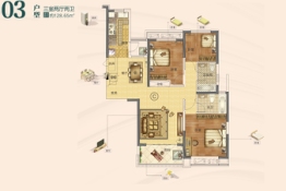 恒大揽湖苑3室2厅1厨2卫建面128.65㎡