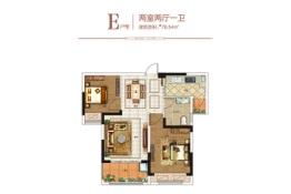 誉鼎·城央学府2室2厅1厨1卫建面78.54㎡