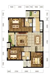 碧桂园云禧3室1厅1厨1卫建面101.0㎡