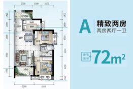 时代春树里（鹤山）2期2室2厅1厨1卫建面72.00㎡