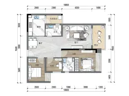 罗浮印象3室2厅1厨2卫建面92.00㎡