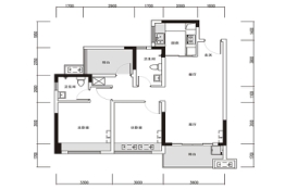 后浪悦府2室2厅1厨2卫建面91.82㎡