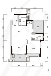 后浪悦府1室2厅1厨1卫建面71.36㎡