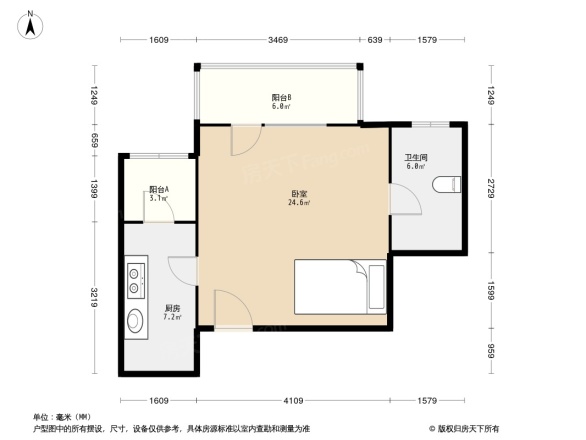 橙色年代户型图