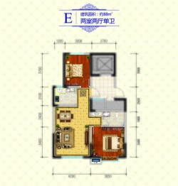 和泰·蜀都2室2厅1厨1卫建面88.00㎡