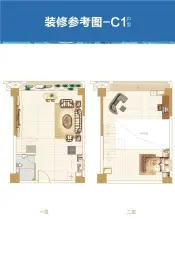 信城·湘江揽月2室1厅1厨1卫建面64.32㎡