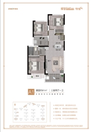 融创银基国际旅游城3室2厅1厨1卫建面91.00㎡