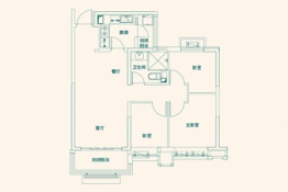 恒大悦珑湾3室2厅1厨1卫建面106.00㎡