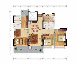 兆南椰林壹号3室2厅1厨2卫建面114.00㎡