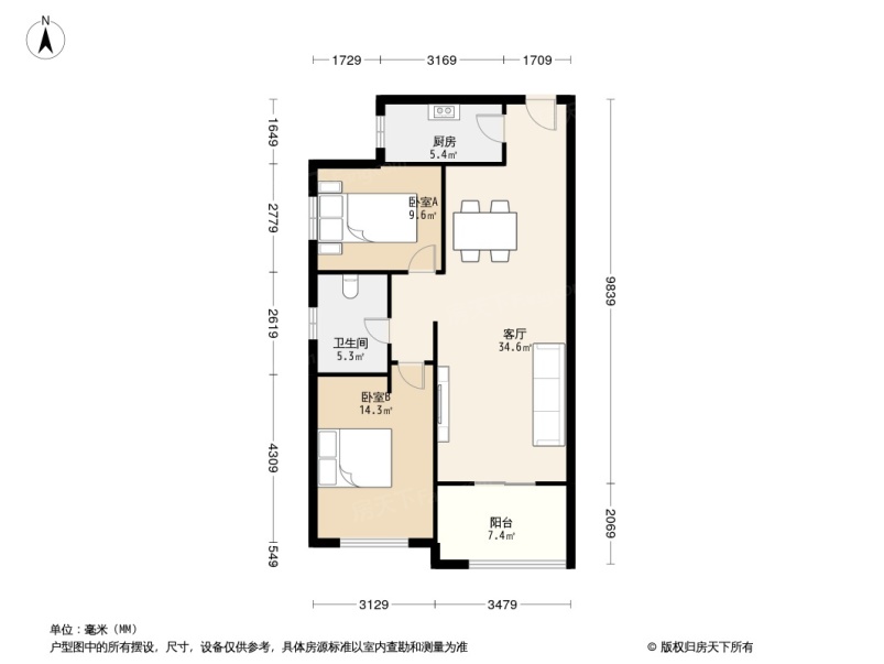 两室最佳户型图图片