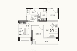 天润嘉园1室1厅1厨1卫建面58.85㎡