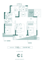 富力城3室2厅1厨2卫建面110.00㎡