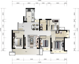 金悦华府4室2厅1厨2卫建面117.00㎡