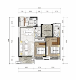 中海阅麓山3室2厅1厨2卫建面98.00㎡