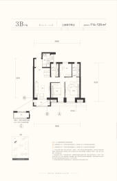 金地悦江时代3室2厅1厨2卫建面114.00㎡